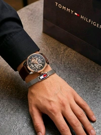 TOMMY_ HILFIGER_ Skeleton Black Dial Automatic Watch For Men - Original watch box not included