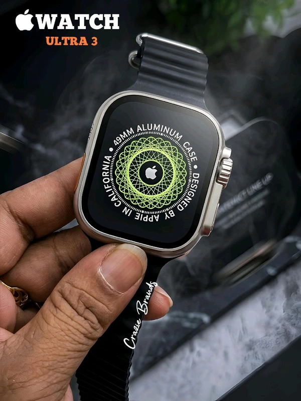 APPLE_ WATCH ULTRA 3 Silver Dial 49mm Smartwatch With Black + Orange Ocean Band