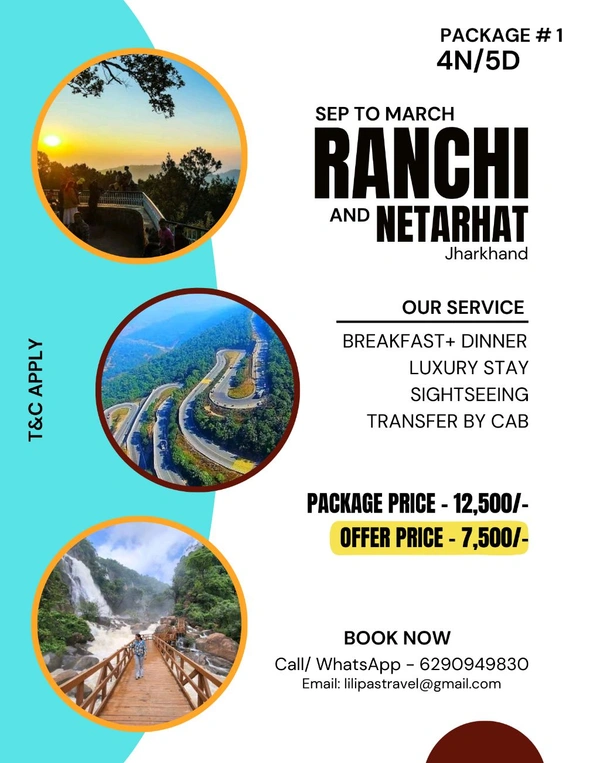 RANCHI + NETARHAT PACKAGE - 5 DAYS