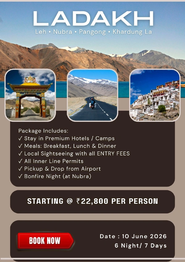 LEH LADAKH GROUP (10th June)- 6N/7D