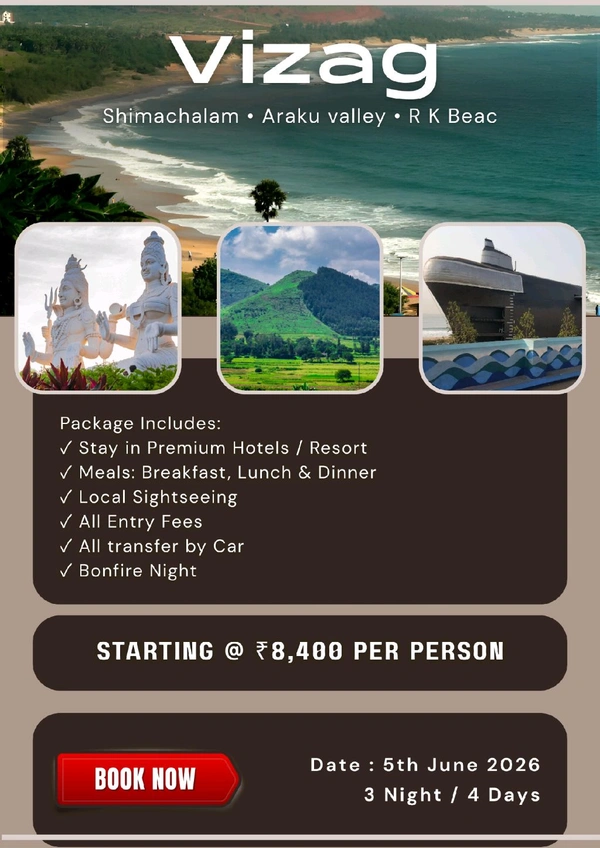 VIZAG ARAKU VALLEY GROUP (5th June)- 3N/4D