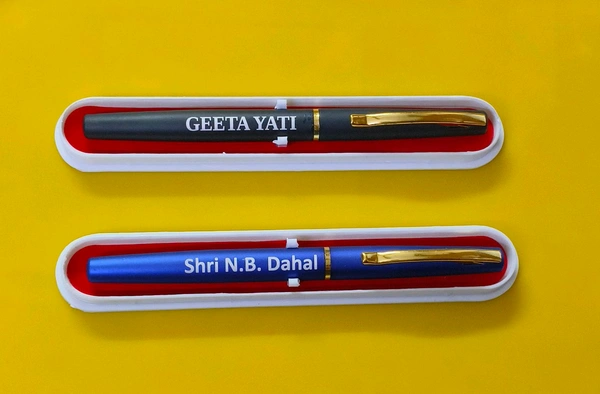 Custmized Name Printed Ball Pen Set of 2 (Ink Colour - Blue)