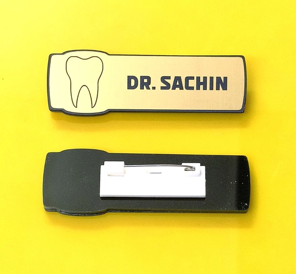 Dental Doctor Personalised Name Badge Metallic Golden