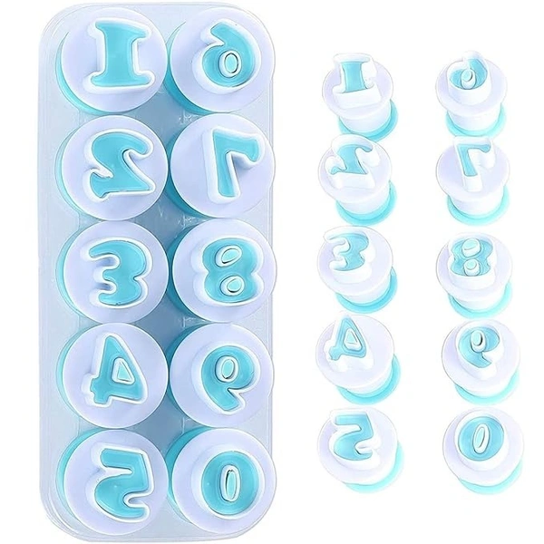 0-9 Numbers Cake Mold, Fondant Cookies Plunger Cutter Molds, DIY Chocolate Sugarcraft Stamp Impress, Numbers Cookie Cutters