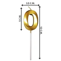 The Baking Curv Golden Zero Number Candle – Metallic Gold Cake Topper for Birthday | Birthday Candle |Number Candle |