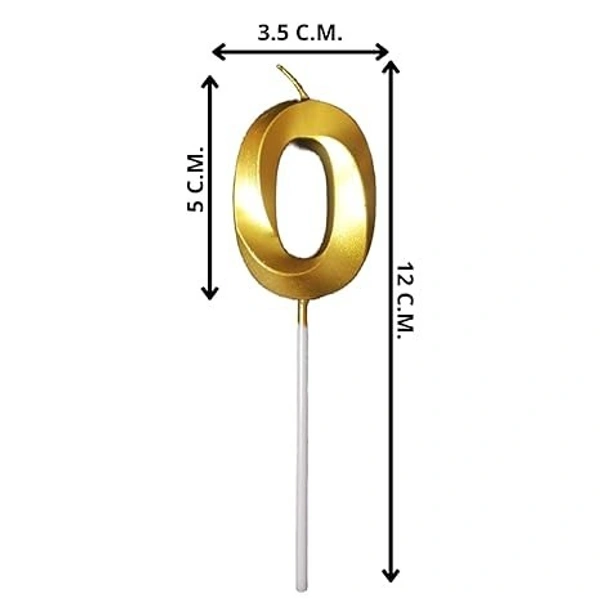 The Baking Curv Golden Zero Number Candle – Metallic Gold Cake Topper for Birthday | Birthday Candle |Number Candle |