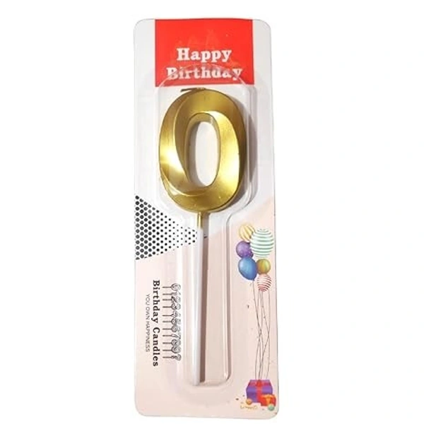 The Baking Curv Golden Zero Number Candle – Metallic Gold Cake Topper for Birthday | Birthday Candle |Number Candle |