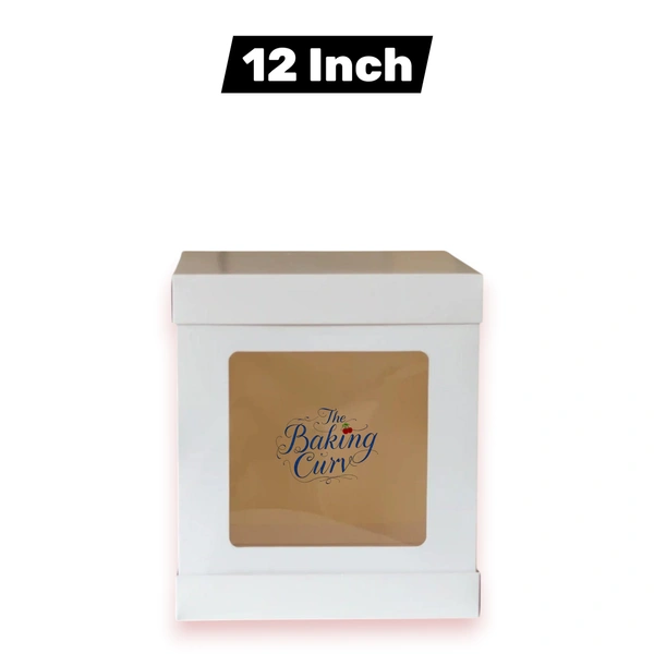 The Baking Curv 12 Inch Tall Cake Box with Window – Premium Display Box for Tiered & Fondant Cakes - 12 Inch, White