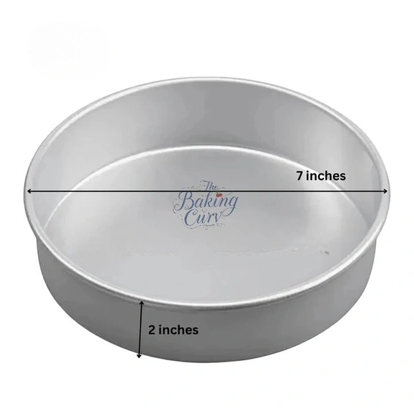The Baking Curv 7 x 2 Inch Height Premium Silver Aluminum Round Cake Tin  – Professional-Grade Bakeware for Perfect Cakes, Cheesecakes, Brownies, Muffins, Pies, Tarts, Gourmet Desserts & More