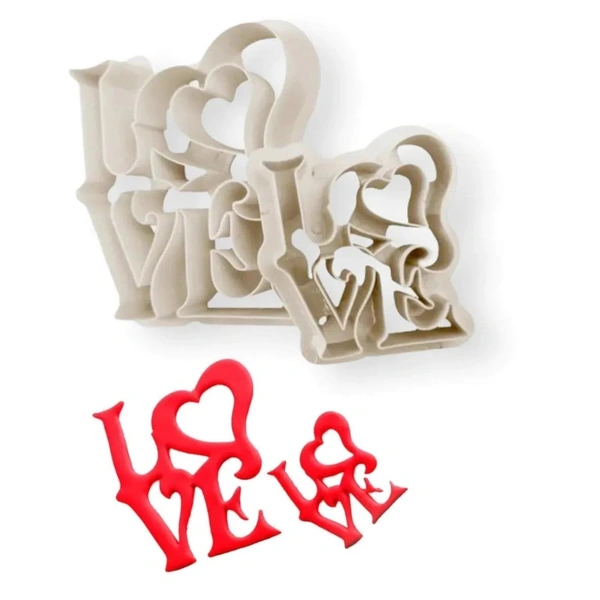 The Baking Curv Love with Heart Plunger Cutter Set of 2 – Romantic Fondant & Cookie Cutters for Cake Decorating