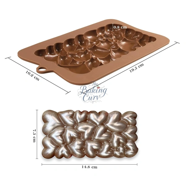 The Baking Curv 3D Heart Silicone Chocolate Mould – Non-Stick & Reusable for Cake Garnish, Candy & Desserts