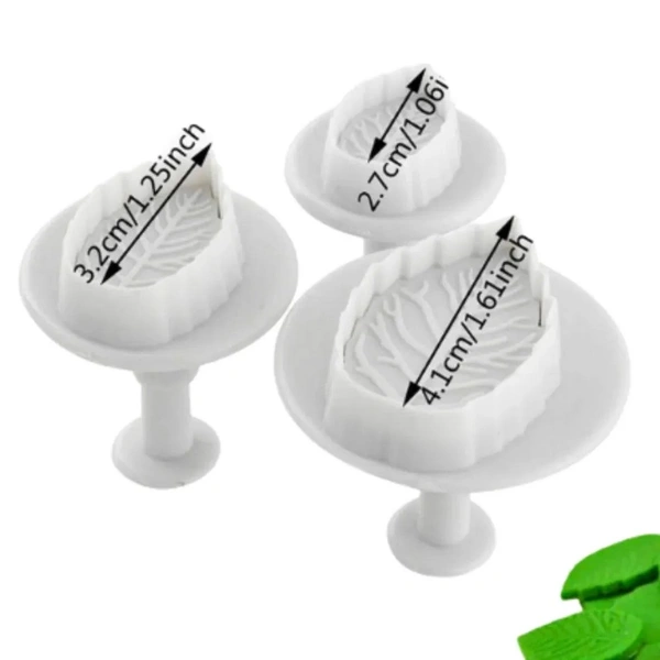 The Baking Curv 3 Pcs Rose Leaf Plunger Cutter Set – Fondant, Cookie & Biscuit Moulds for Cake Decorating