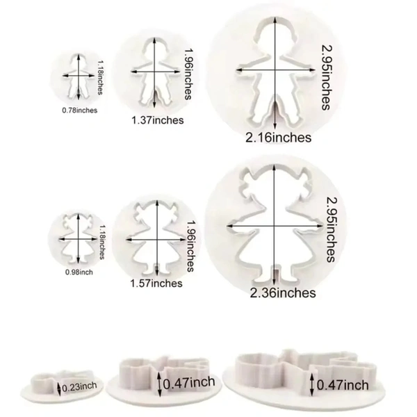 The Baking Curv 3 Pcs Little Girl Plunger Cutter Set – Fondant, Cookie & Biscuit Moulds for Baking