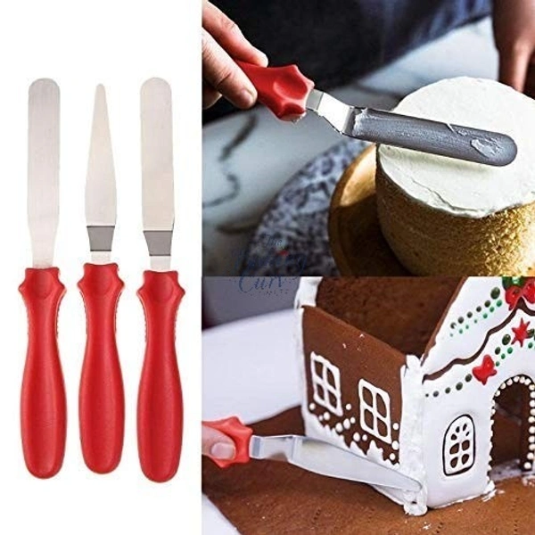 The Baking Curv 3-Piece Cake Icing Spatula Set – Angled & Straight Palette Knives for Smooth Cake Frosting & Decorating