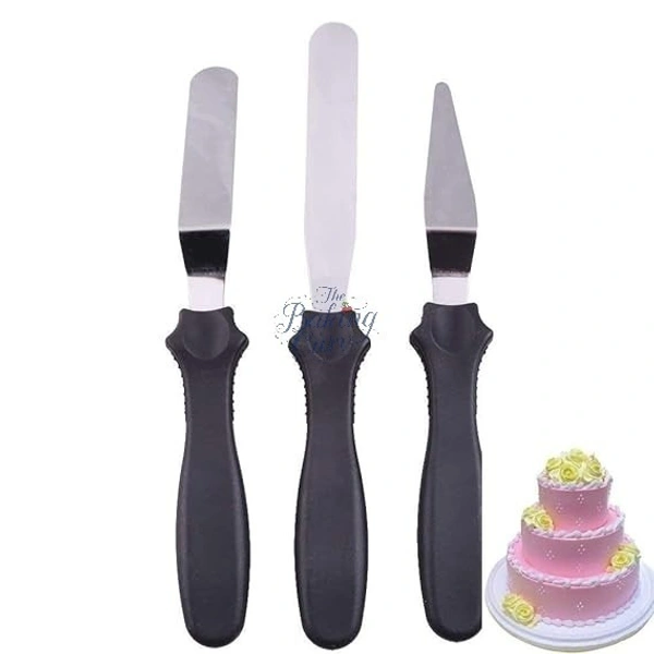 The Baking Curv 3-Piece Cake Icing Spatula Set – Angled & Straight Palette Knives for Smooth Cake Frosting & Decorating