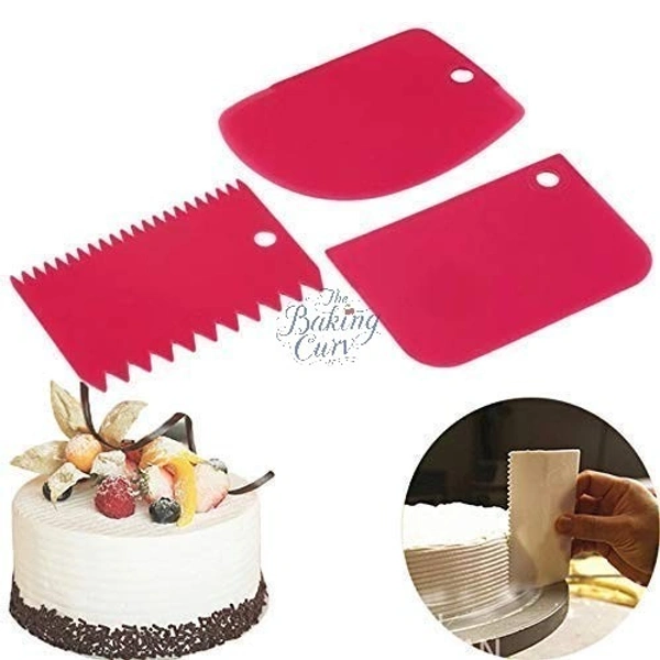 The Baking Curv 3-Piece Cake Scraper Set with Dough Cutter – Icing Smoother Tools for Cream, Ganache & Baking Prep