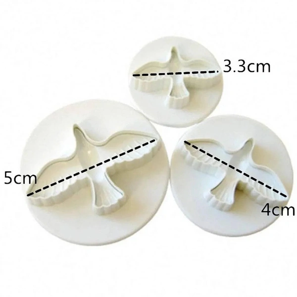 The Baking Curv Dove Bird Plunger Cutter Set of 3 – Fondant, Cookie & Biscuit Cutters for Cake Decorating