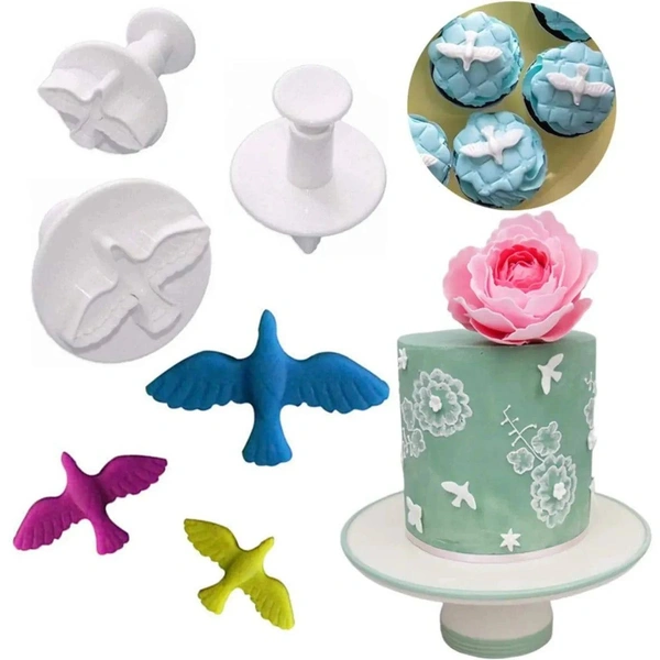 The Baking Curv Dove Bird Plunger Cutter Set of 3 – Fondant, Cookie & Biscuit Cutters for Cake Decorating