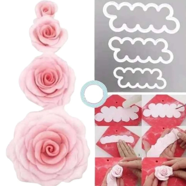 The Baking Curv Rose Plunger Cutter Set of 3 – Fondant, Cookie & Biscuit Cutters for Floral Cake Decorating
