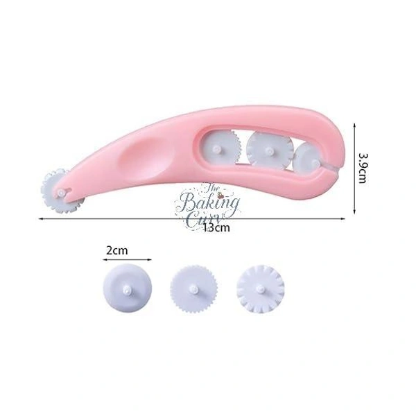 The Baking Curv 3pcs Fondant Cutter & Embosser,4 Interchangeable Wheels