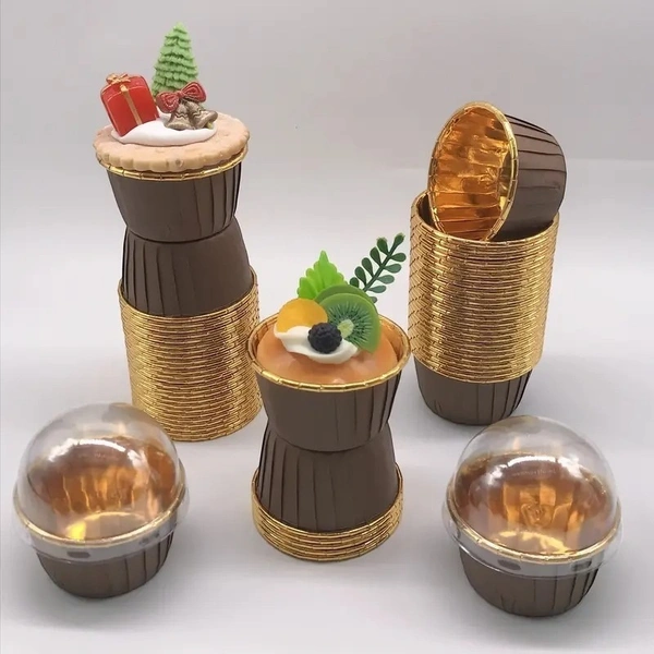 Muffin Cup with Lid (6040) (Pack of 100) - 60x40mm, Brown