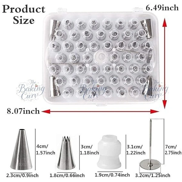 The Baking Curv 52-Piece Icing Nozzle Set – Stainless Steel Piping Tips with Coupler & Storage Box for Cake Decorating & Baking