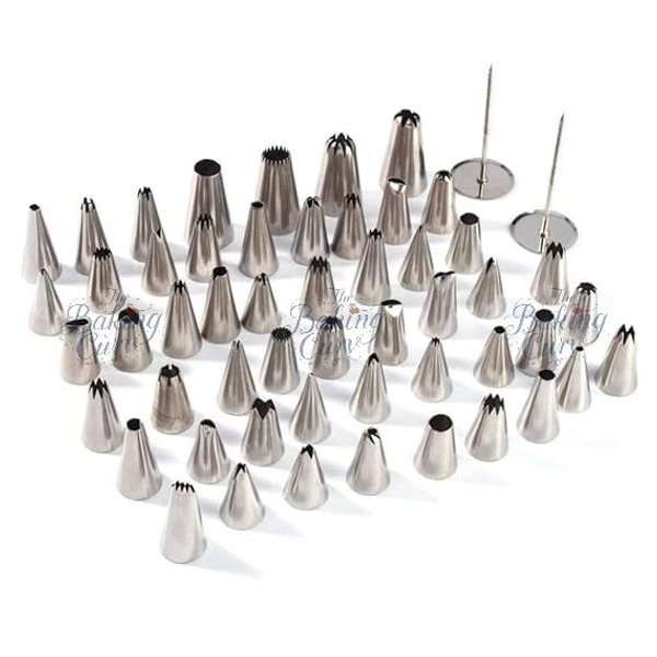 The Baking Curv 52-Piece Icing Nozzle Set – Stainless Steel Piping Tips with Coupler & Storage Box for Cake Decorating & Baking