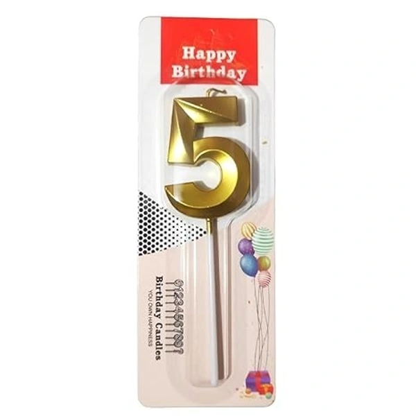 The Baking Curv Golden Number 5 Candle | Metallic Gold Cake Topper for Birthday, Party Decoration, Kids & Adults Celebration| Number Candle | Birthday Candle