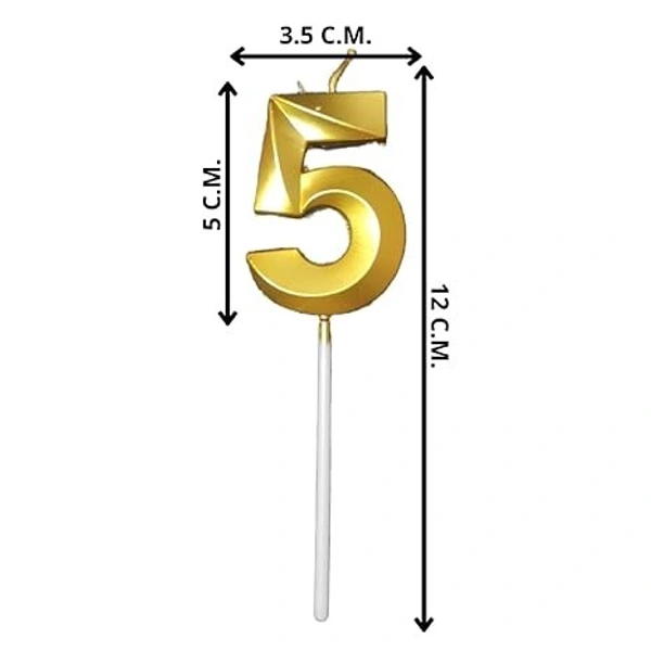 The Baking Curv Golden Number 5 Candle | Metallic Gold Cake Topper for Birthday, Party Decoration, Kids & Adults Celebration| Number Candle | Birthday Candle