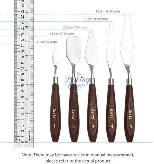 The Baking Curv 5pc Painting Palette Knife Set – Stainless Steel Knives for Cake Decorating & Art