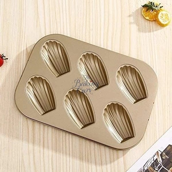 The Baking Curv 6 Cavity Madeleine Muffin Cake Mould Tray – Non-Stick Baking Pan