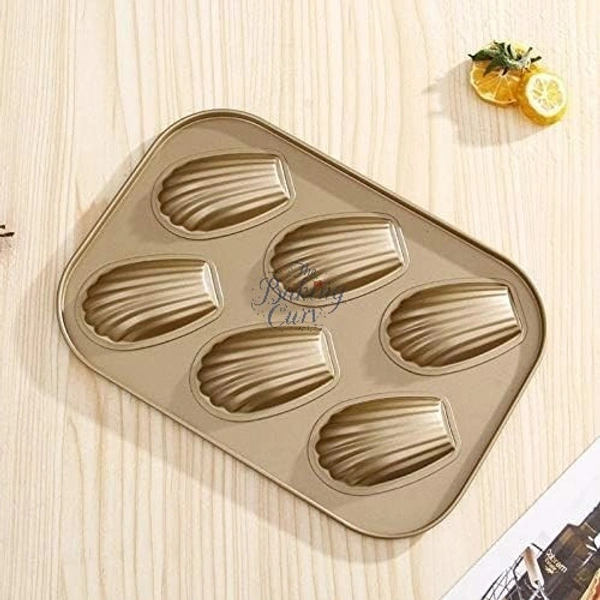 The Baking Curv 6 Cavity Madeleine Muffin Cake Mould Tray – Non-Stick Baking Pan