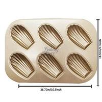The Baking Curv 6 Cavity Madeleine Muffin Cake Mould Tray – Non-Stick Baking Pan