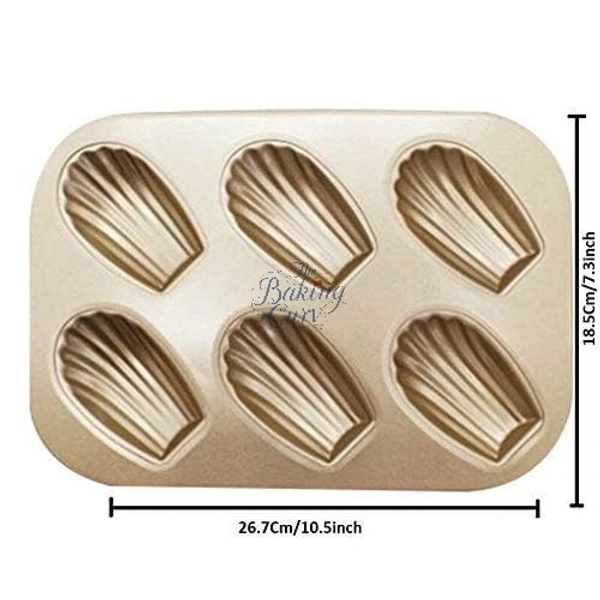 The Baking Curv 6 Cavity Madeleine Muffin Cake Mould Tray – Non-Stick Baking Pan