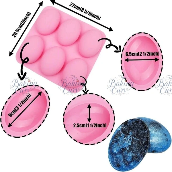 The Baking Curv 6-Cavity Oval Shape Silicone Soap Mould – Non-Stick, Flexible & Reusable Tray for Soap, Chocolate, Jelly & Crafts