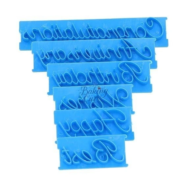 6Pcs Cake Words Stamp, Happy Birthday Best Wishes Congratulation Anniversary Handwritten Letter Cutter
