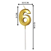 The Baking Curv Golden Number 6 Candle | Metallic Gold Cake Topper for Birthday, Party Decoration, Kids & Adults Celebration| Number Candle | Birthday Candle