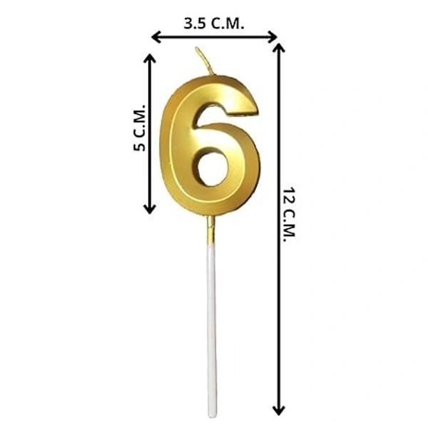 The Baking Curv Golden Number 6 Candle | Metallic Gold Cake Topper for Birthday, Party Decoration, Kids & Adults Celebration| Number Candle | Birthday Candle