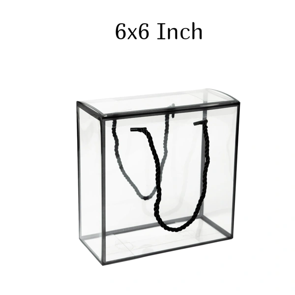 The Baking Curv Transparent 6x6 PVC Hamper Boxes with Handle – Square Gift Packaging Boxes for Hampers & Return Gifts - Pack Of 5