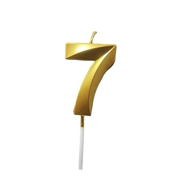 The Baking Curv Golden Number 7 Candle | Metallic Gold Cake Topper for Birthday, Party Decoration, Kids & Adults Celebration | Number Candle | Birthday Candle