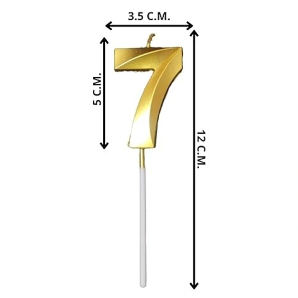 The Baking Curv Golden Number 7 Candle | Metallic Gold Cake Topper for Birthday, Party Decoration, Kids & Adults Celebration | Number Candle | Birthday Candle