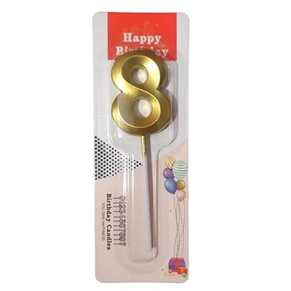 The Baking Curv Golden Number 8 Candle | Metallic Gold Cake Topper for Birthday, Party Decoration, Kids & Adults Celebration | Number Candle | Birthday Candle