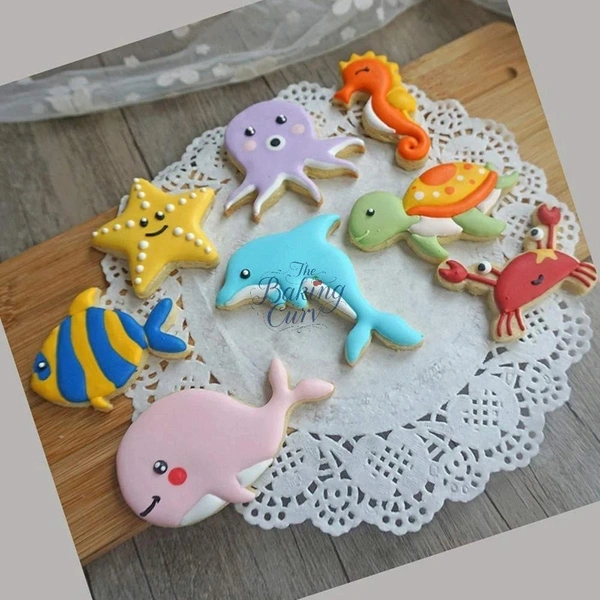 "Ocean Animal Cookie Cutter Set – 8 Pcs Sea Life Shapes for Baking, Fondant & Crafts"