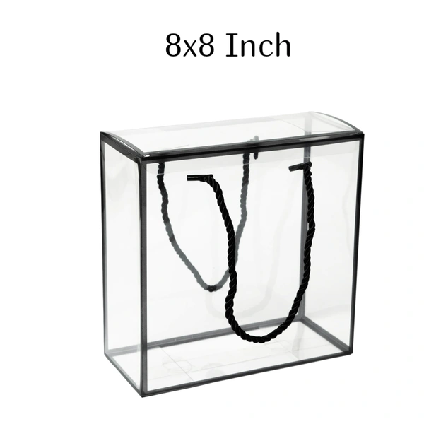 The Baking Curv Transparent 8x8 PVC Hamper Boxes with Handle – Square Gift Packaging Boxes for Hampers & Return Gifts - Pack of 5