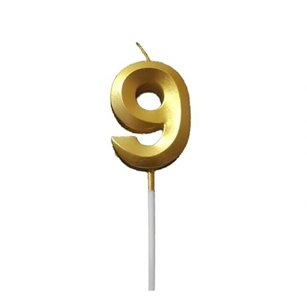 The Baking Curv Golden Number 9 Candle | Metallic Gold Cake Topper for Birthday, Party Decoration, Kids & Adults Celebration | Number Candle | Birthday Candle