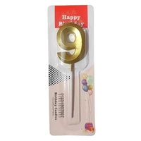 The Baking Curv Golden Number 9 Candle | Metallic Gold Cake Topper for Birthday, Party Decoration, Kids & Adults Celebration | Number Candle | Birthday Candle