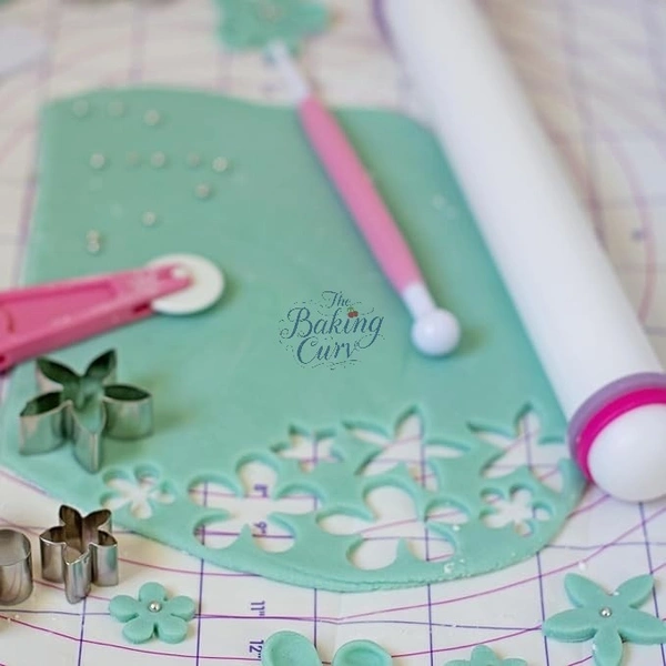 The Baking Curv 9 Inch Nylon Fondant and Dough Rolling Pin – With Adjustable Thickness Guide Rings