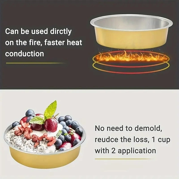 Beta Round Foil Bake & Serve with Lid – Oven-Safe, Disposable, With Dome Lid | The Baking Curv - Black, Pack Of 10