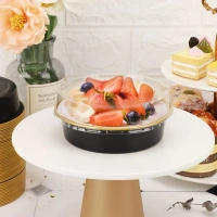 Beta Round Foil Bake & Serve with Lid – Oven-Safe, Disposable, With Dome Lid | The Baking Curv - Black, Pack Of 10