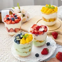 The Baking Curv Boba Glass | Mousse Glass | Parfait & Pudding Containers with Lids - Pack of 10